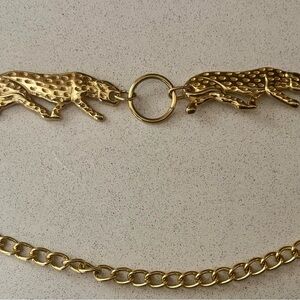 Vintage gold tone leopard chain belt